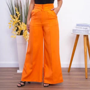 Pantalon palazzo orange en coupe ample : Aurora