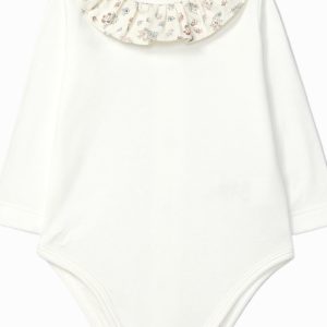 Body bébé fille à col volanté – Blanc cassé