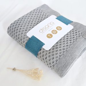 Couverture bébé en laine mérinos bio (maille nid d’abeille) – gris Disana