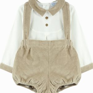 Ensemble bébé garçon blouse et bloomer assortis – Beige