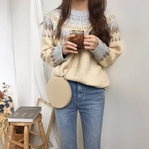 Pull jacquard automne en laine chaude : Éloïse