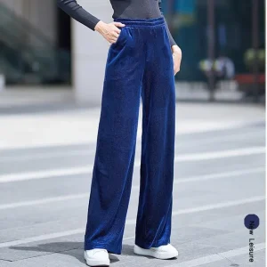 Pantalon palazzo velours bleu : Élise
