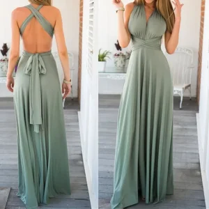 Robe multiposition vert sauge élégante : Élisa