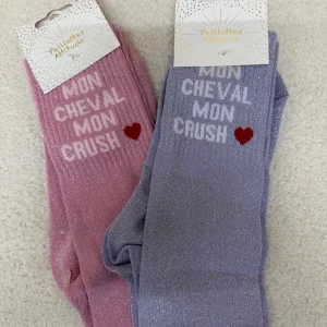 Chaussettes Paillettes "Mon cheval mon crush ❤️"