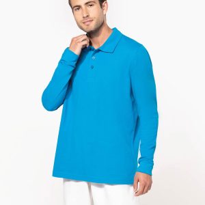 Polo piqué manches longues homme