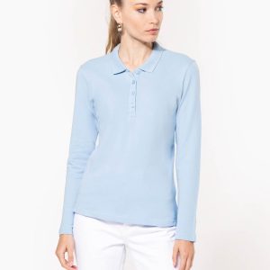 Polo piqué manches longues femme