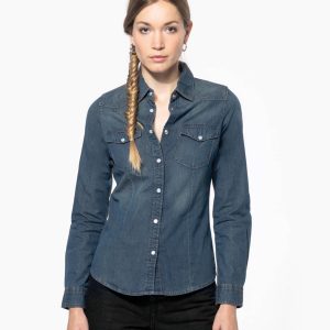 Chemise denim manches longues femme