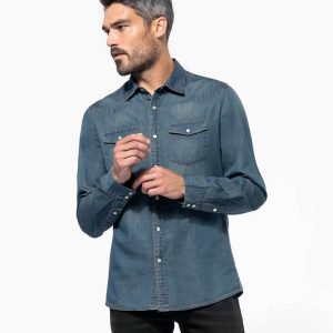 Chemise homme denim manches longues