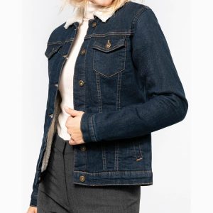 Veste denim doublée sherpa femme
