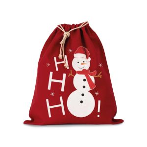 Sac coton à cordon motif bonhomme de neige