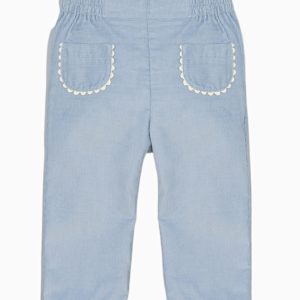 Pantalon fille en velours côtelé – Bleu ciel