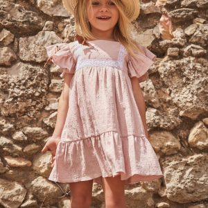Robe enfant fille plumetis – Rose pâle