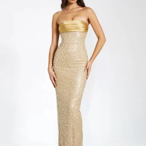 Robe bustier dorée élégante et scintillante : Éclat