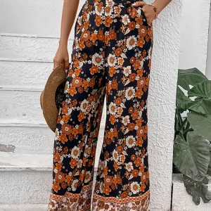 Pantalon palazzo à motif floral : Calypso