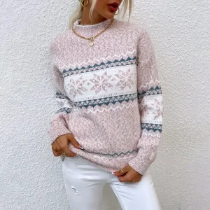 Pull en maille jacquard col montant : Eloïse