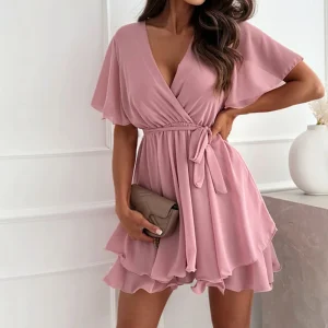 Robe blazer rose poudre élégante : Pénélope