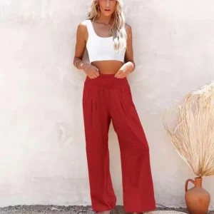 Pantalon palazzo rouge élégant et confortable : Amélia
