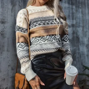 Pull motif jacquard élégant et intemporel : Éloïse