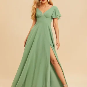 Robe témoin vert d’eau élégante et fluide : Ursule