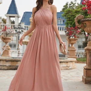 Robe de gala rose poudré élégante : Amalia