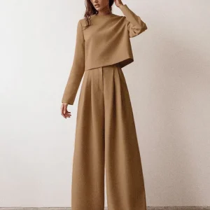 Pantalon palazzo camel chic : Clara