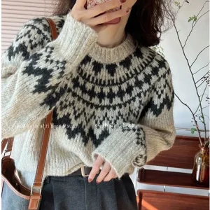 Pull jacquard femme en laine : Élisa