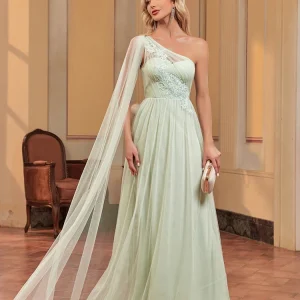 Robe en mousseline vert sauge : Clara