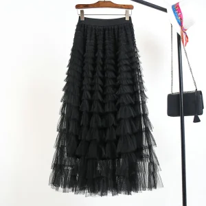 Jupe longue volant tulle élégante : Amélie