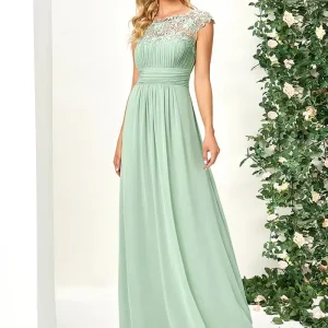 Robe vert d&rsquo;eau dentelle élégante : Cléo