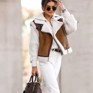 Veste crop top moumoute en fausse fourrure : Amaya