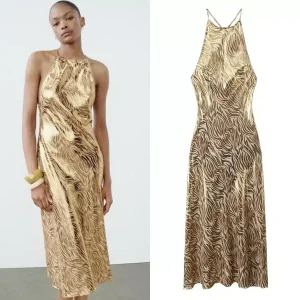 Robe léopard doré chic et tendance : Livia