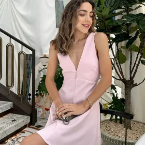 Robe trapèze rose poudré élégante : Lila