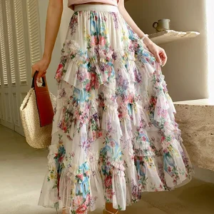 Jupe tulle fleurie élégante et bohème : Camille