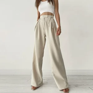 Pantalon palazzo taille haute en lin : Elodie