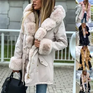 Parka moumoute femme avec capuche en fausse fourrure : Aurora