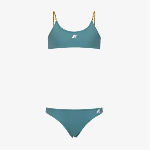 P. SCARLETT REVERSIBLE BEACH - Bathing Suits - Bikini - GIRL - GREEN IRON-WHITE