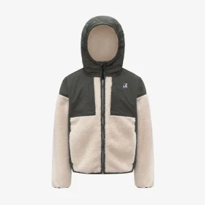 P. SAMSON 4.0 ORSETTO - Fleece - Hoodie Full Zip - KID UNISEX - GREEN BLACKISH--Ecru