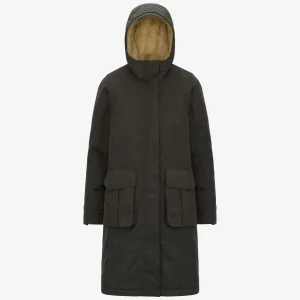 BRUNIL COTTON FEEL - Jackets - Long - WOMAN - Green Blackish-Green Blackish FUR