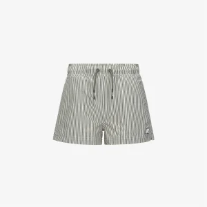 P. HAZEL STRIPES BEACH - Bathing Suits - Swimming Trunks - BOY - WHITE-GREEN LICHEN