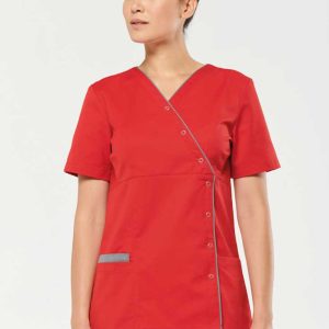 Blouse polycoton avec boutons-pression femme