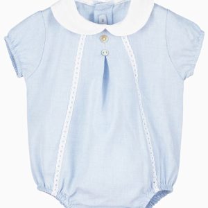 Barboteuse bébé mixte à col rond – Bleu ciel