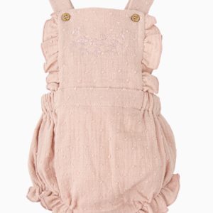 Barboteuse bébé fille plumetis – Rose pâle