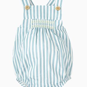 Barboteuse bébé garçon rayée – Bleu Méditerannée/blanc