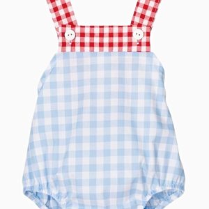 Barboteuse bébé fille vichy à nœud dans le dos