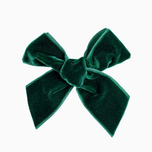 Barrette à nœud en velours – Vert foncé