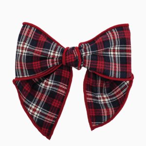 Barrette à noeud écossaise – Rouge/bleu