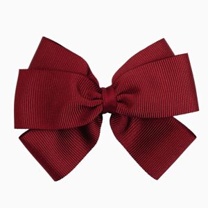 Barrette à noeud en gros grain – Bordeaux