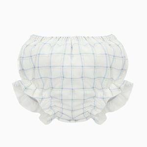 Bloomer bébé fille à carreaux bleu ciel – Blanc