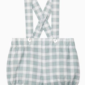 Bloomer bébé garçon à bretelles et carreaux – Vert