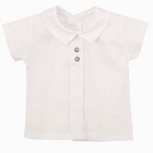 Blouse bébé mixte à col esprit chemise – Ecru